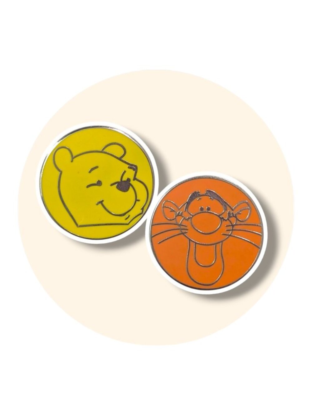 Winnie the Pooh Disney Pins: Yellow Pooh and Orange Tigger Face Icons